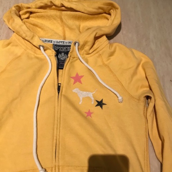 Victoria's Secret PINK Yellow Zip Hoodie STARS XS - Picture 2 of 4